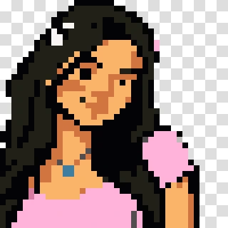 The head and shoulders of the exported sprite enlarged 8 times, showing each pixel